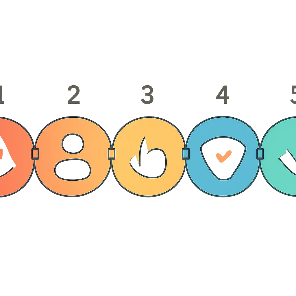 Five numbered circular icons connected by arrows in a horizontal flow, Common Mistakes and Safety steps, Spin Crush