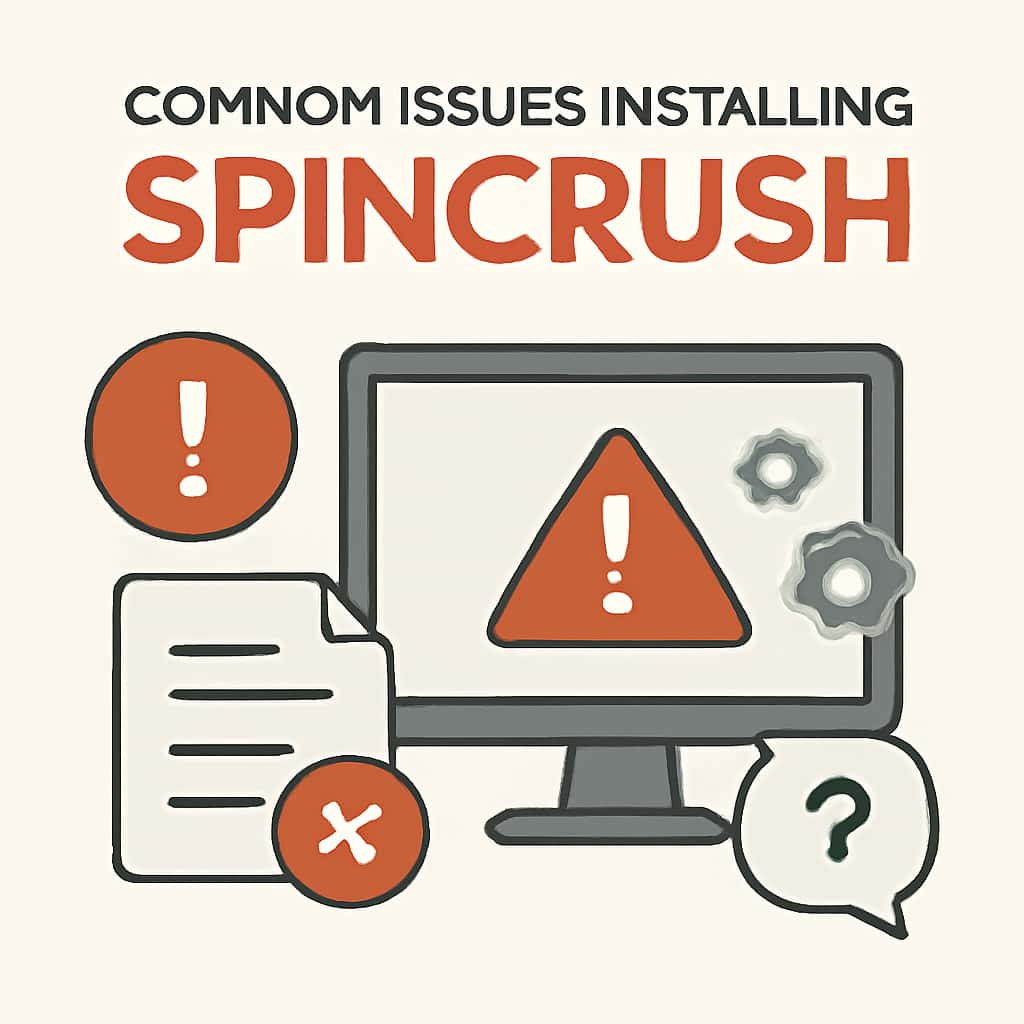 Illustration of troubleshooting steps for installing Spincrush.