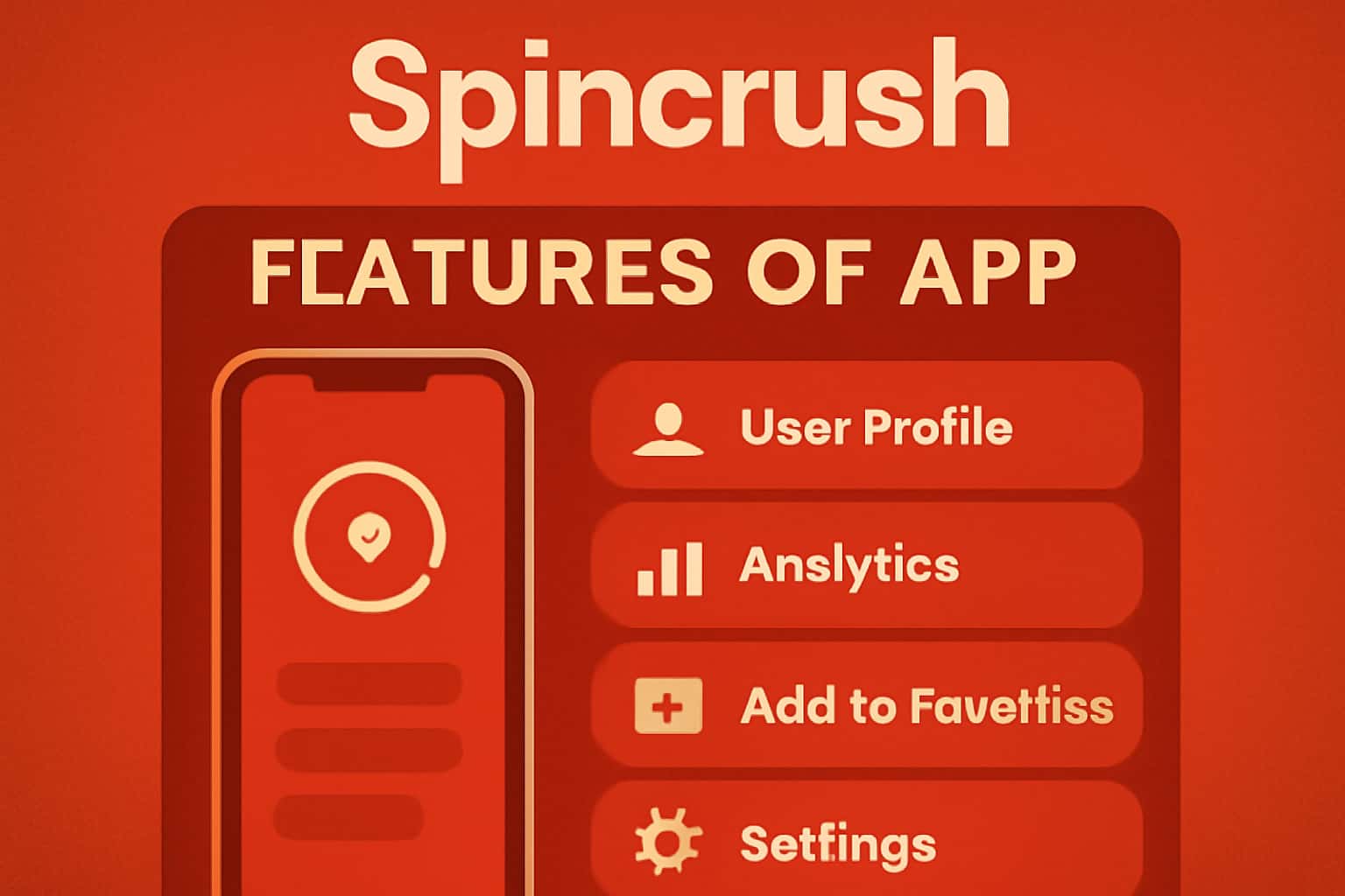 An educational scene showcasing the features of the Spincrush app with vibrant #c4181a accents.