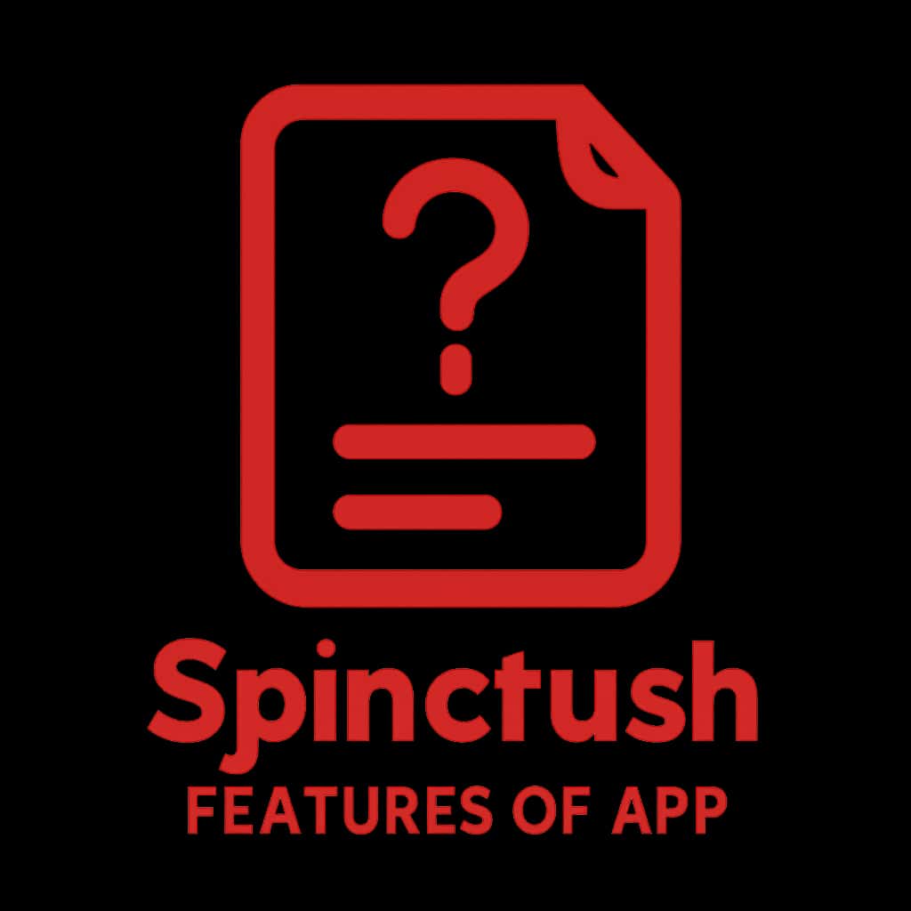 A simple badge design for Spincrush app features, highlighted in #c4181a.