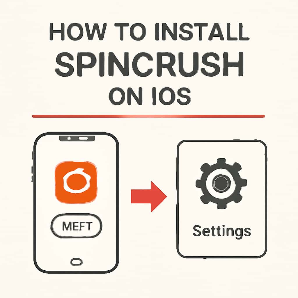 Illustration of Spincrush installation process on iOS.