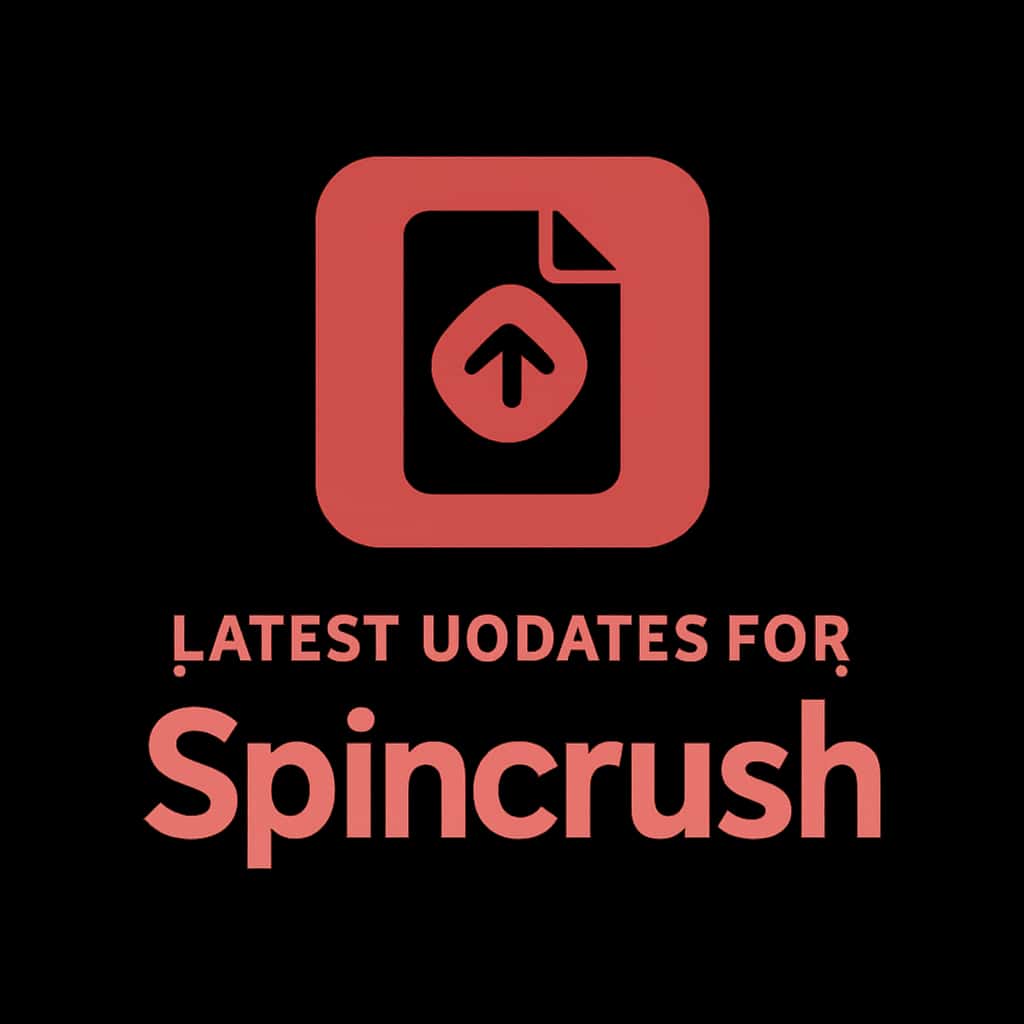 A badge representation of the latest updates for Spincrush with a clean design.