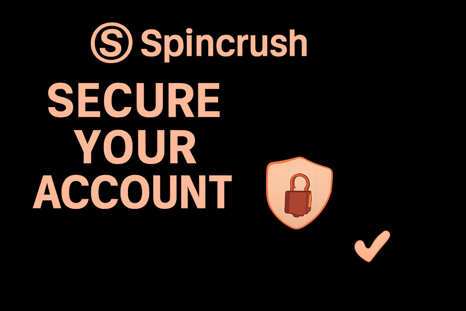 An informative scene illustrating account security for Spincrush, with prominent text.