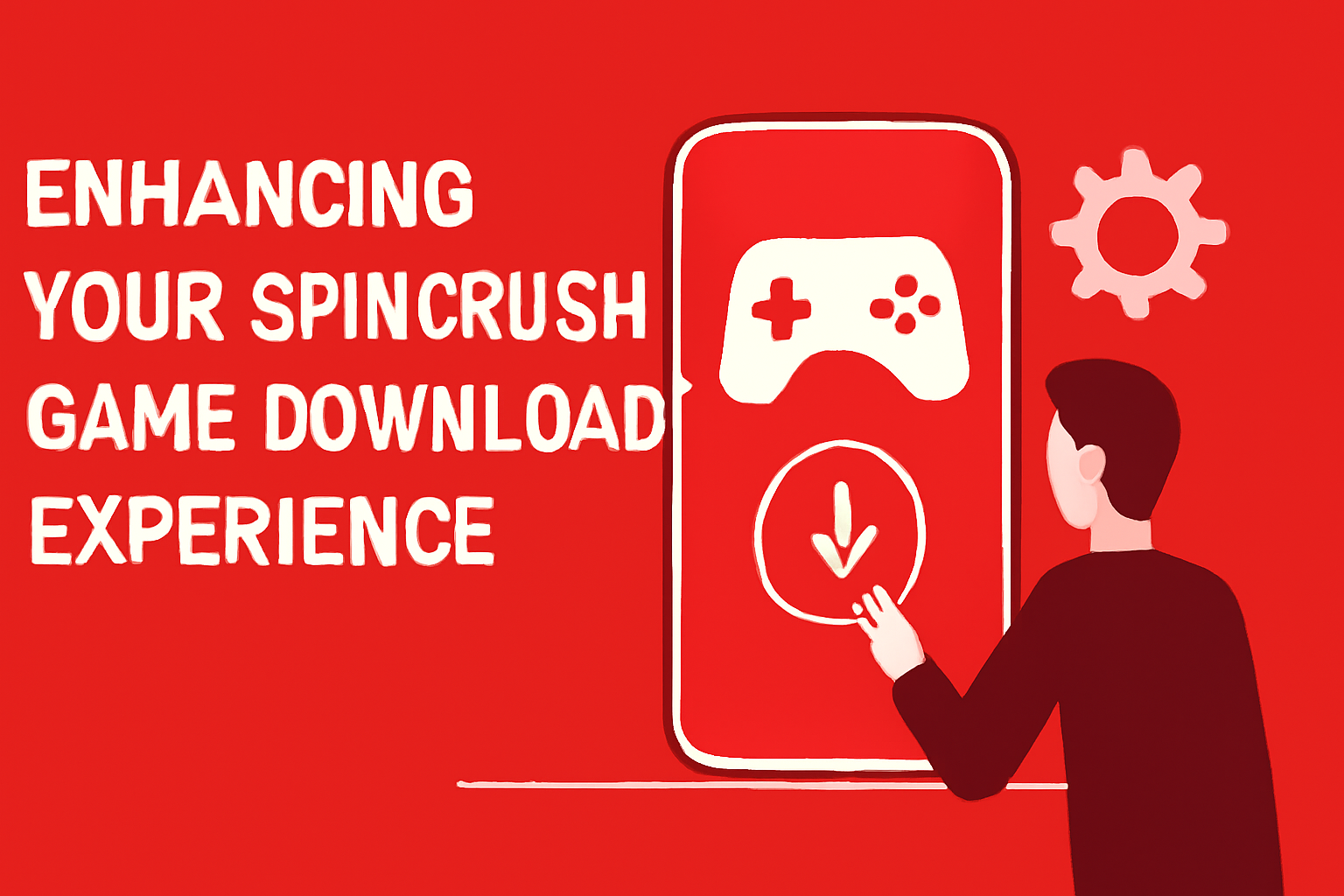 An educational scene showcasing the features of the Spincrush app with vibrant #c4181a accents.