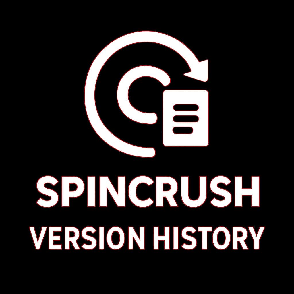 An icon depicting the Spincrush Version History as an informative guide.