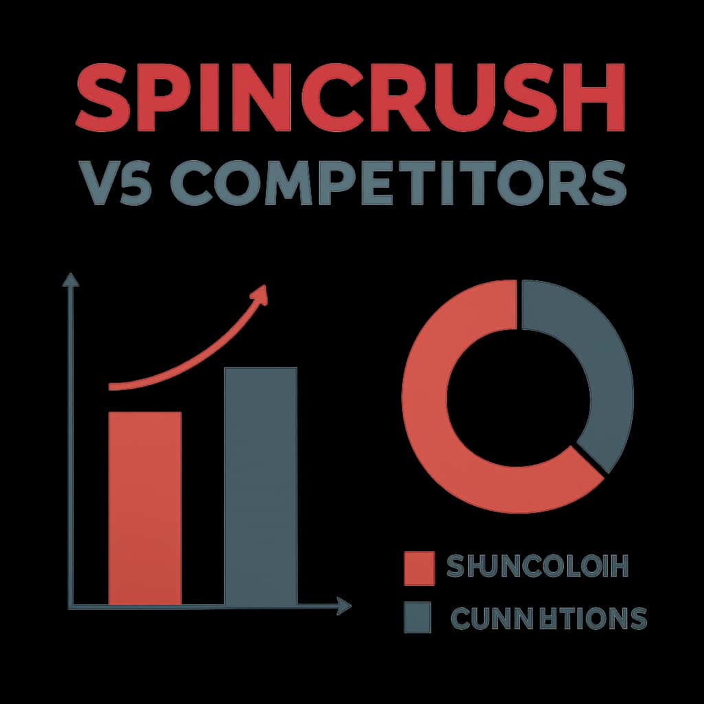An educational diagram explaining Spincrush's features compared to competitors.