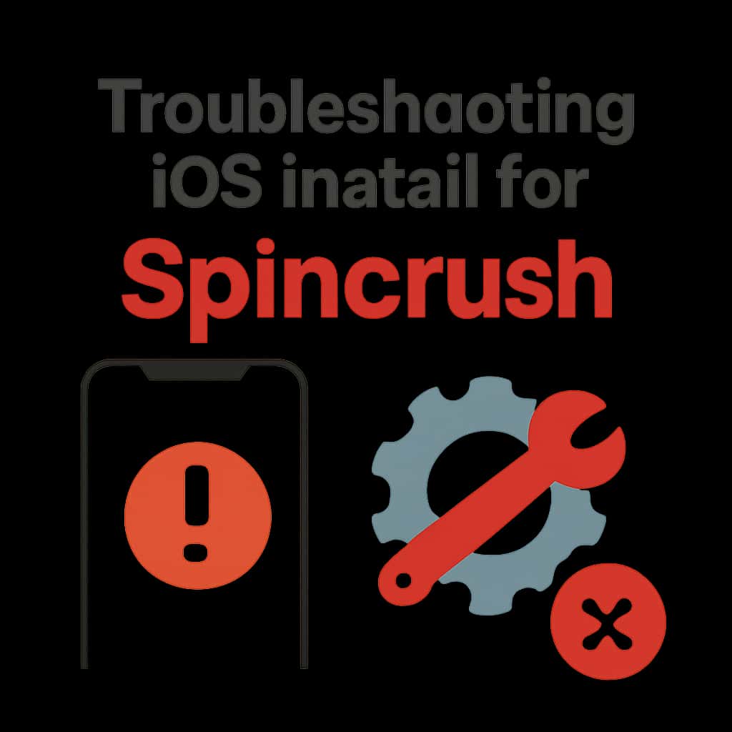 Diagram illustrating steps for troubleshooting Spincrush installation on iOS.